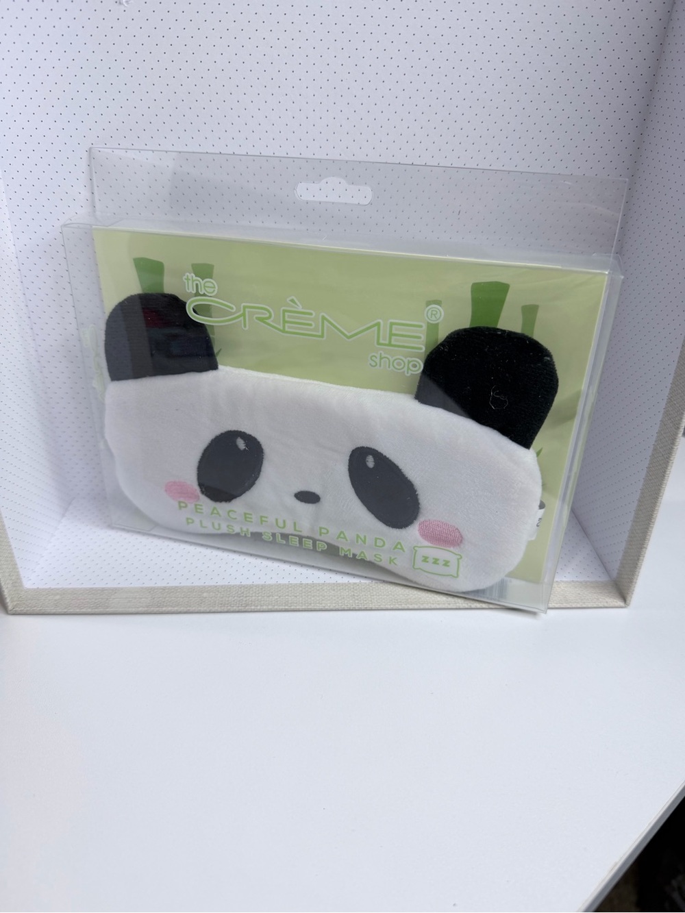The Crème Shop Peaceful Panda Plush Sleep Mask - White & Black